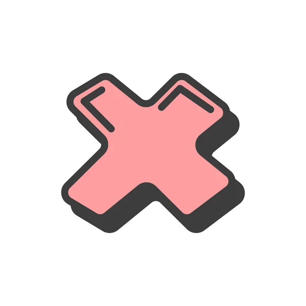 Wrong Deved Cross Button Mark Doodle Style Isolated Game Asset — стоковый вектор