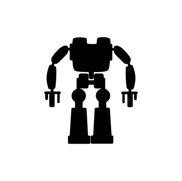 Cyberpunk Gyártó Robot Izolált Fekete Sziluett Ikon Vektor Elektronikus Android — Stock Vector