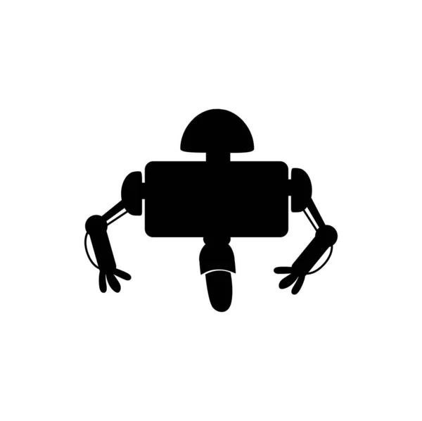Robot Bionische Man Geïsoleerd Zwart Silhouet Van Droid Toekomstige Assistent — Stockvector