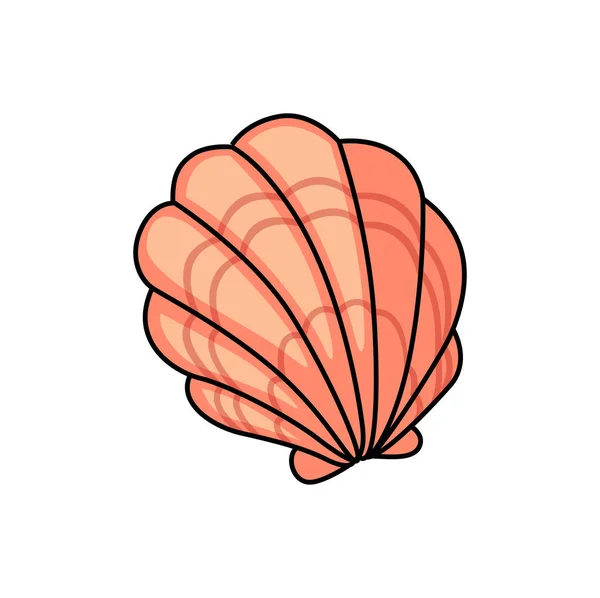 巨大な大西洋のカクテルは 貝殻の赤い色の漫画のアイコンを隔離しました ベクトルDinocraumアサリ マリンビバルブ軟体動物 真珠とカクテル ビーチの装飾 魚介類カキ ホタテ 水中貝 — ストックベクタ