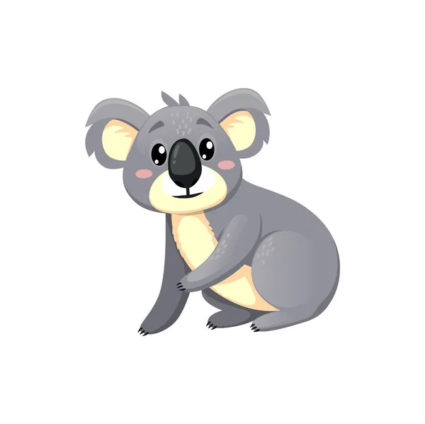 Miś Koala Postać Kreskówek Izolowane Śmieszne Puszyste Osobowość Izolowane Białym — Wektor stockowy