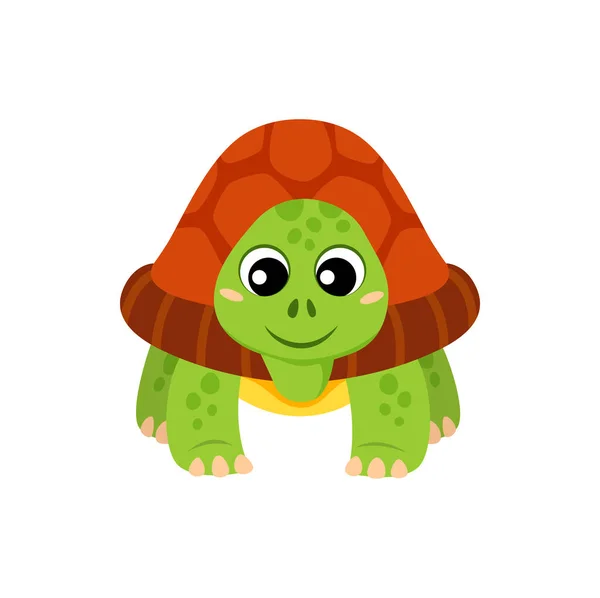 Cute Tortoise Animal Isolated Cartoon Turtle Funny Character Vector Sea — Stock Vector