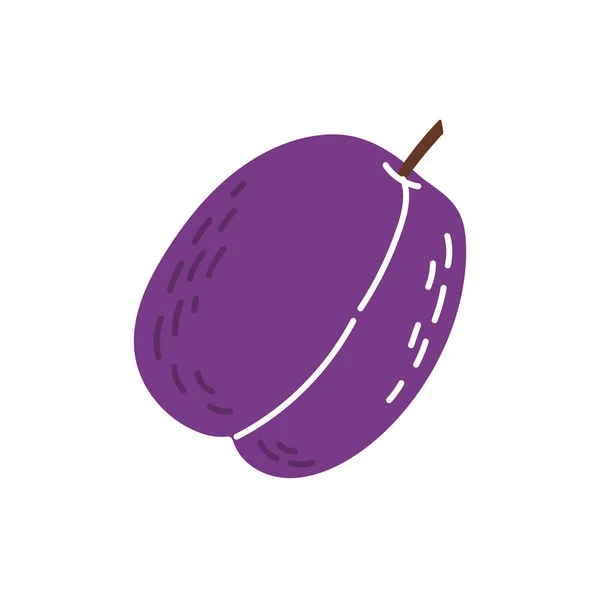Ciruela Púrpura Maracuya Fruta Pasión Aislado Icono Estilo Dibujos Animados — Archivo Imágenes Vectoriales