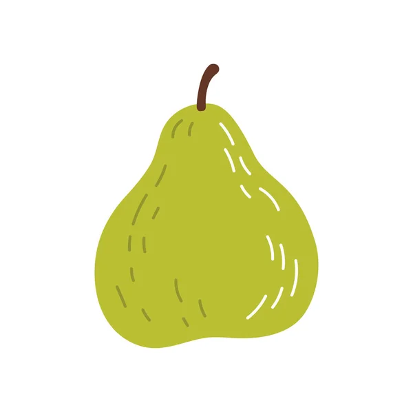 熟した庭梨食用果実隔離されたフラット漫画スタイルのアイコン ベクトルジューシーな健康的な夏のフルーツデザート トロピカルレモングアバ 秋の梨の収穫作物 甘いリンゴのグアバや森の梨 — ストックベクタ