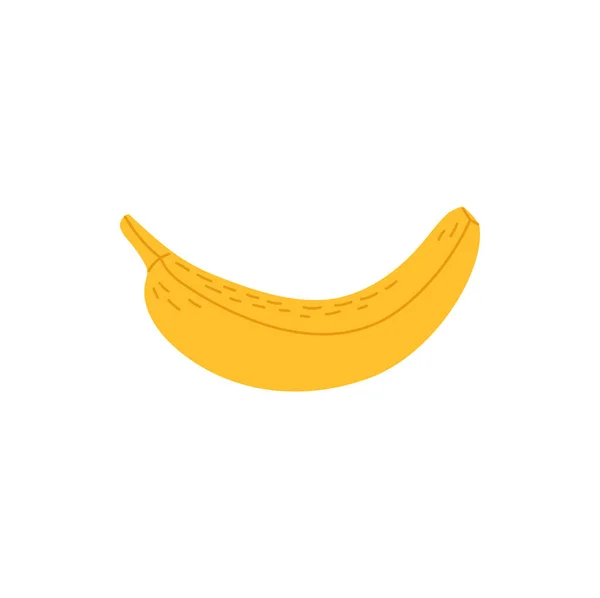 Żółty Dojrzały Banan Skórce Odizolowana Płaska Ikona Stylu Kreskówki Wektor — Wektor stockowy