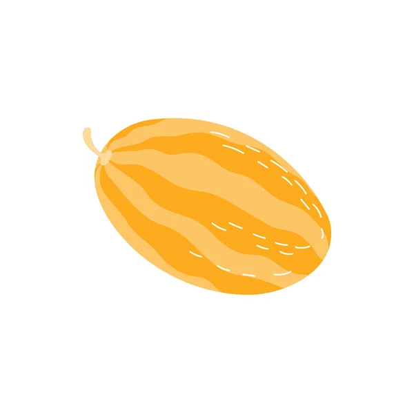 Cantaloup Zoete Meloen Geïsoleerde Platte Cartoon Icoon Vector Muskusmeloen Meloen — Stockvector