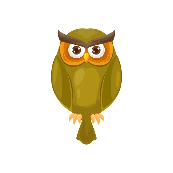Smart Owl Isolated Bird Flat Cartoon Wildlife Animal Vector Wise — Stock Vector