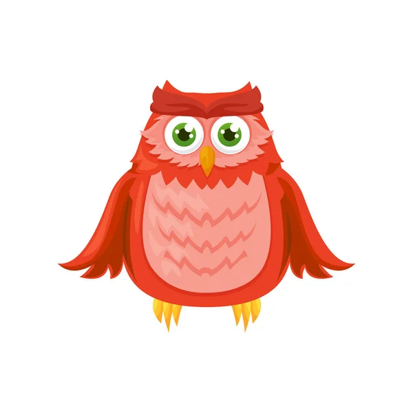 Cartoon Owlet Wild Forest Bird Isolated Red Nocturnal Bird Prey — Stock Vector