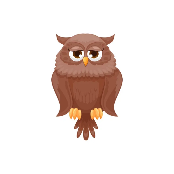 Moudrá Sova Izolované Hnědé Chytrý Pták Plochý Kreslený Vektorové Létající — Stockový vektor