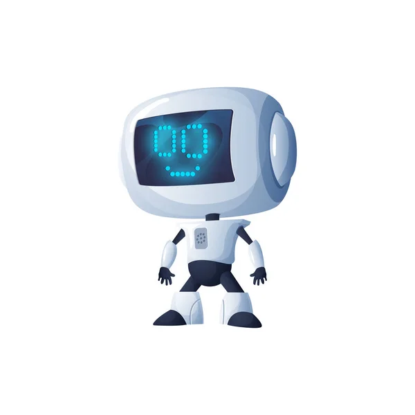 Elektronikus Humanoid Izolált Robot Nagy Fej Interfész Reális Ikon Vektor — Stock Vector