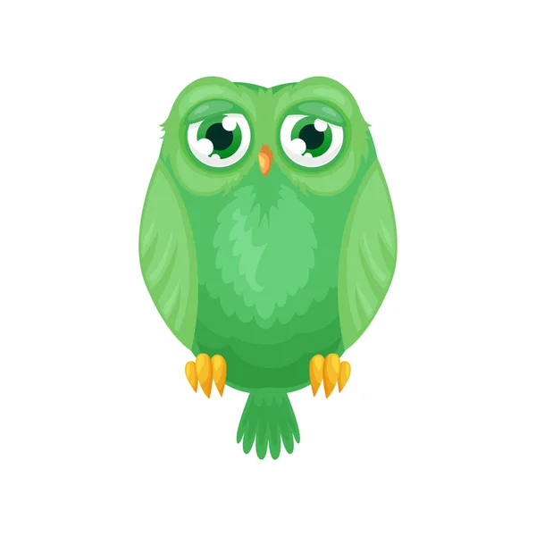 Забавна Сова Дикий Ліс Нічний Птах Здобичі Великими Очима Ізольовані — стоковий вектор