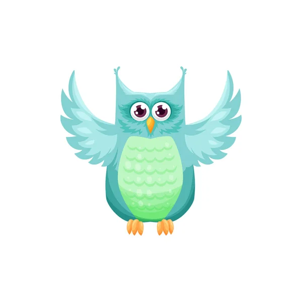 Modrá Sova Moudrost Symbol Izolované Moudrý Kreslený Pták Divoký Pták — Stockový vektor