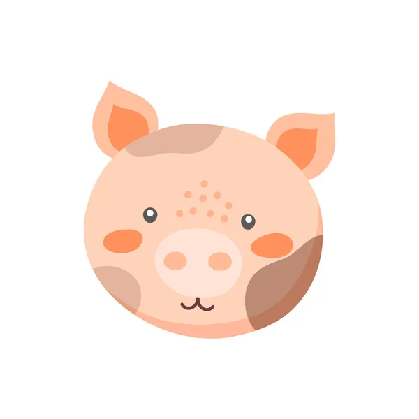 Schwein Oder Schwein Niedlichen Tier Gesicht Isoliert Flachen Cartoon Kopf — Stockvektor