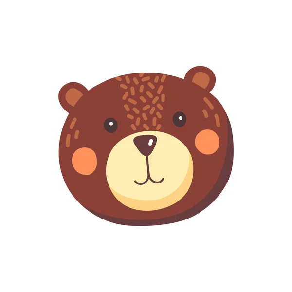 Medvěd Roztomilé Zvíře Tvář Izolované Ploché Kreslené Hlavy Vektor Hnědý — Stockový vektor