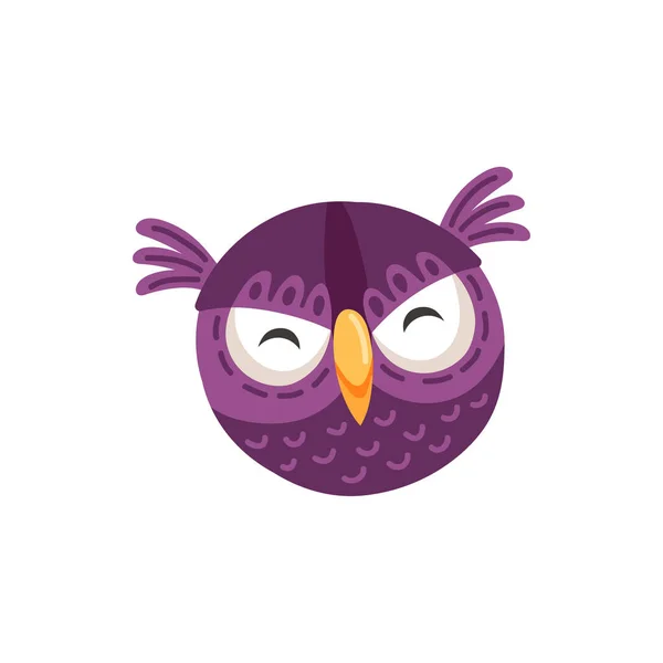 Owl Bird Purple Cartoon Owlet Head Face Mask Isolated Bird — Stock Vector