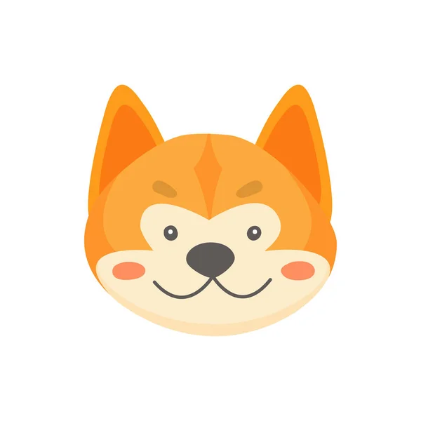 Akita Lindo Perro Cara Plana Icono Dibujos Animados Aislados Mascarilla — Vector de stock