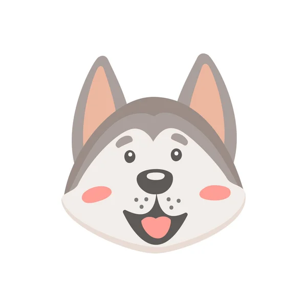 Alaskan Husky Crianza Aislado Perro Cara Retrato Plano Diseño Dibujos — Vector de stock