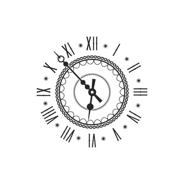 Reloj Tiempo Esfera Aislada Con Números Romanos Icono Monocromo Reloj — Archivo Imágenes Vectoriales