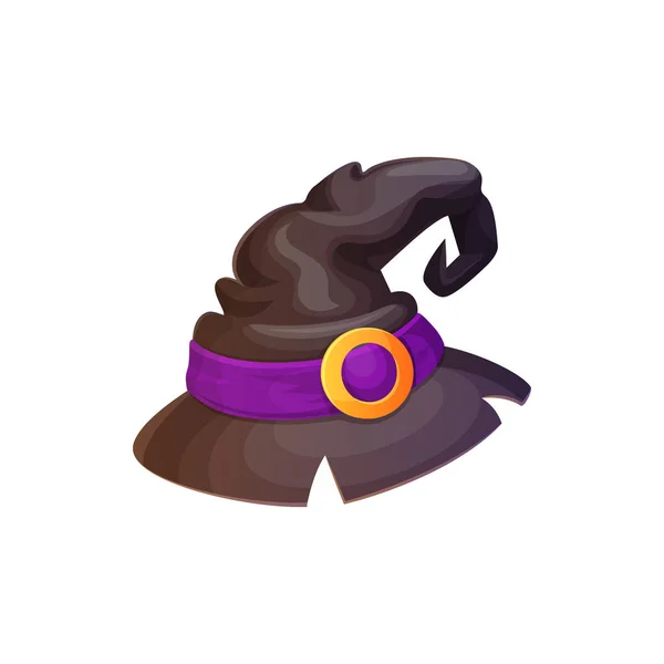 Wizard Cap Cartoon Headdress Isolated Black Witch Hat Buckle Cartoon — Stock Vector
