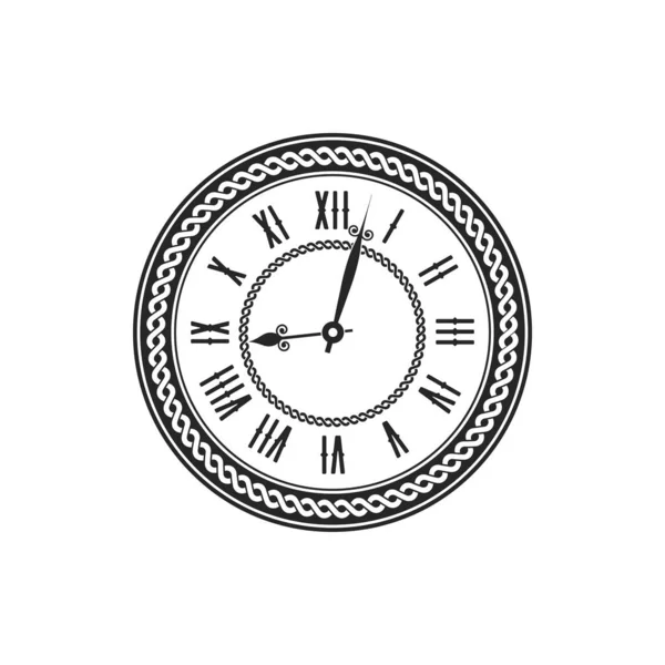 Relógio Retro Mecânico Relógio Medição Tempo Envelhecido Ícone Monocromático Isolado —  Vetores de Stock