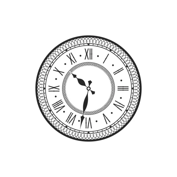 Relógio Discar Dispositivo Medição Tempo Ícone Monocromático Isolado Vetor Envelhecido —  Vetores de Stock