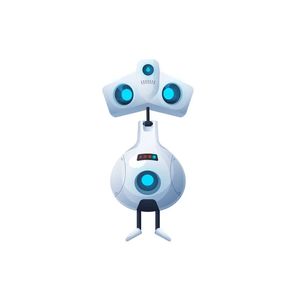 Electronic Humanoid Isolated Icon Vector Future Robot Cartoon Character Cute — Stock Vector