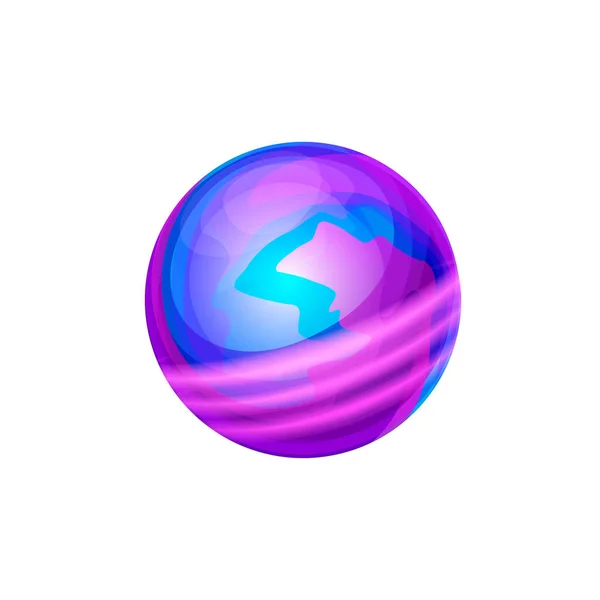 Fantasy Space World Alien Life Planet Isolated Purple Ball Globe — Stock Vector