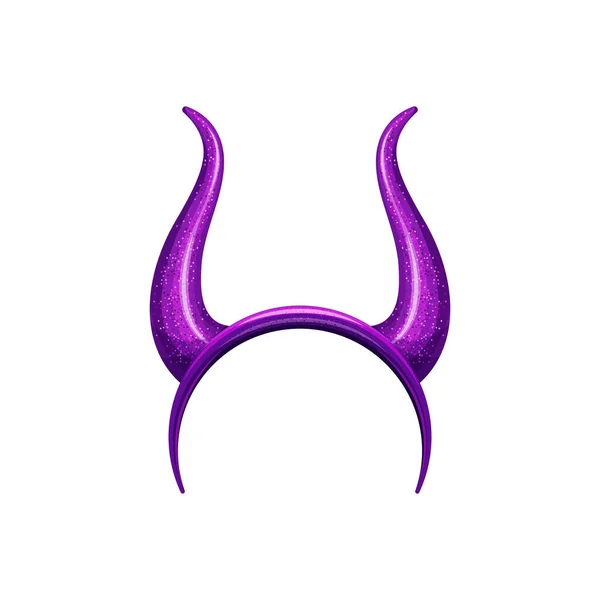 明るい紫色の悪魔の角を持つヘッドバンドは ハロウィーンパーティーのためのヘッドアクセサリーを隔離しました コスチュームのベクトルホリデー属性 モンスターホーン付きフラット不気味なヘッドバンド 悪魔の角を持つヘッドフープ — ストックベクタ