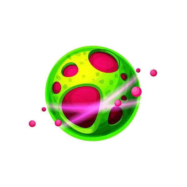 Alien Life Planet Malato Virus Icona Del Cartone Animato Mondo — Vettoriale Stock