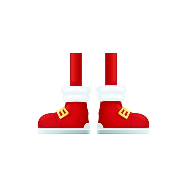 Feet Stocking Boots Elf Vector Legs Santa Claus Helper Red — Stock Vector