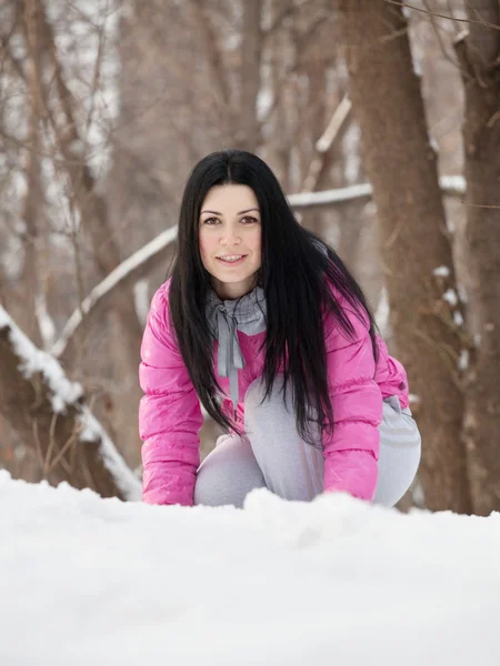 Girl playing  snowballs — Stock Photo, Image