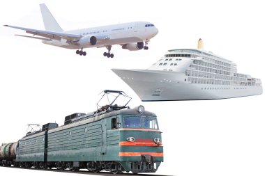 Uçak, tren ve cruise gemi