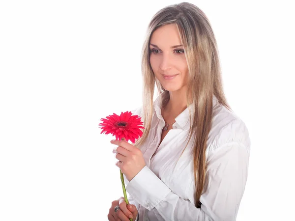 Girl with a red flower Stock Image