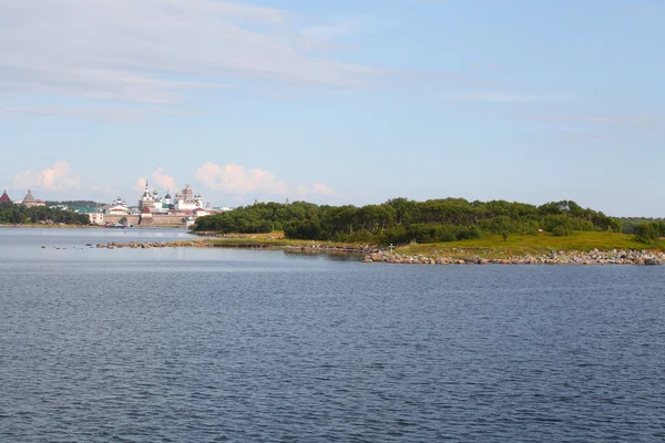 Landscape with the image of Solovetsky monastery — Stock Photo, Image