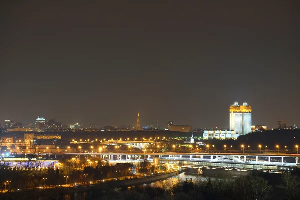 Panorama nocturno de Moscú, Rusia — Foto de Stock