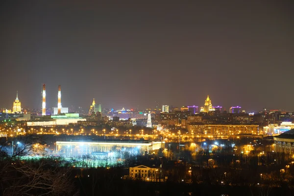 Ночная панорама Москвы, Россия — стоковое фото