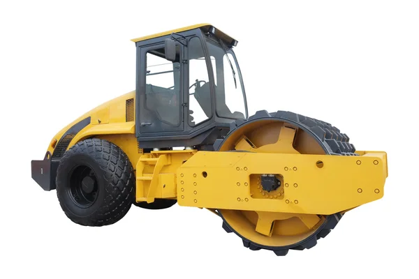 Modern yellow road roller separately — Stock Photo, Image