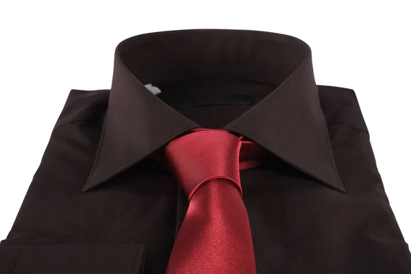 Black shirt with red tie — Stock Photo, Image