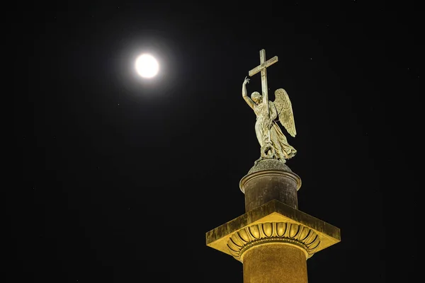 Petersburg Russland November 2021 Die Alexandriansäule Und Der Mond Hintergrund — Stockfoto