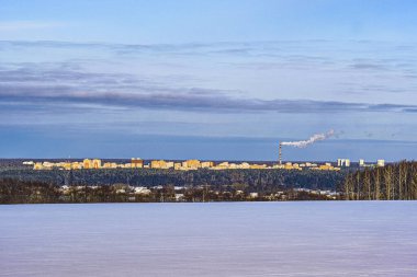 Serpuhov şehrinin manzaralı kış manzarası, Rusya