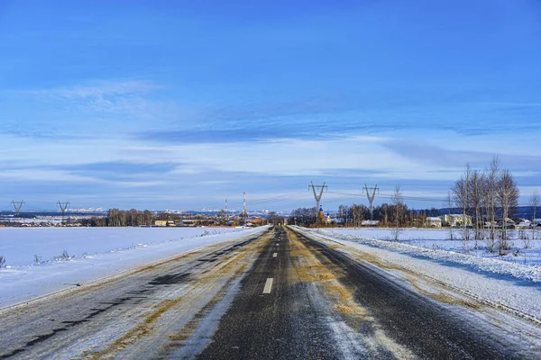 Landscape Image Winter Road — Foto de Stock