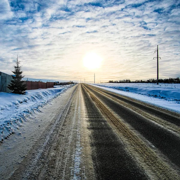 Landscape Image Winter Road Stock Image