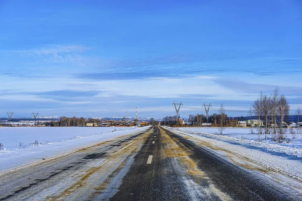 Landscape Image Winter Road Stockbild