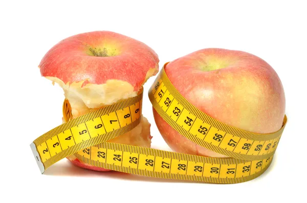 Manzanas y cinta métrica — Foto de Stock