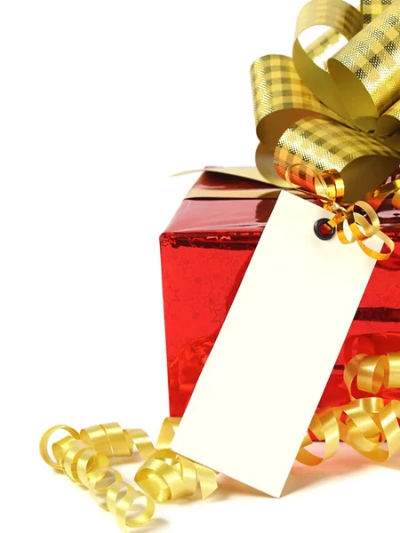 Gift with tag — Stock Photo, Image
