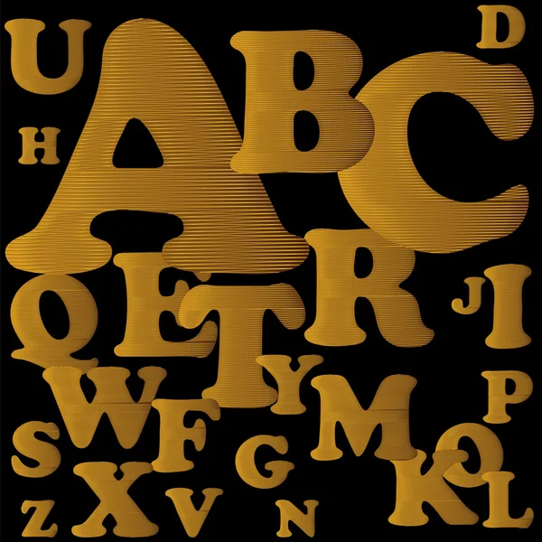 Gold alphabet. Old styled decorative — Stock Vector