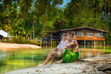 tropikal Beach Romantik Çift