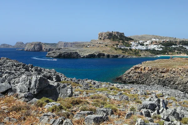 Lindos with the castle — Stock Photo, Image