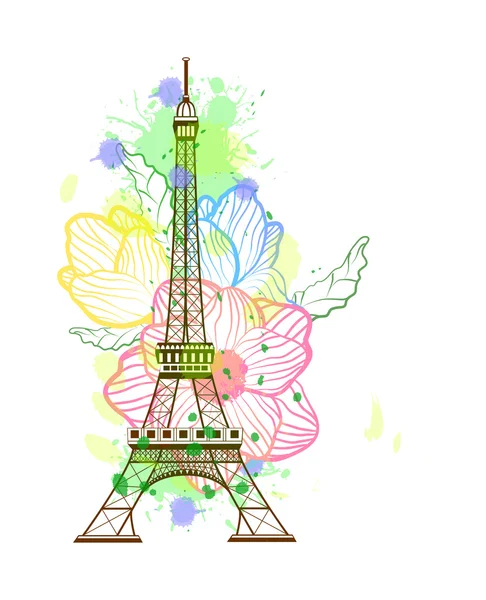 Eiffel tower isolated over the white background — Stock Vector