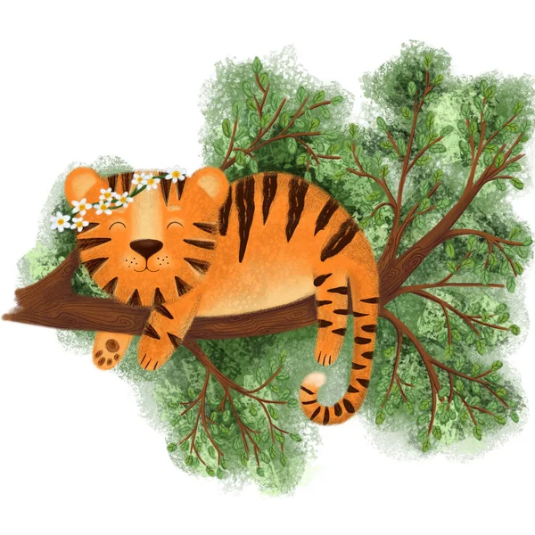 Glückliches chinesisches Neujahrsgrußkarte 2022 mit niedlichen Tiger in verschiedenen Jahreszeit Standort für Kalender. Animal Holiday Cartoon-Figur. — Stockfoto
